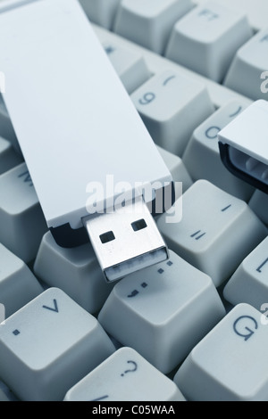Disque USB blanc close up Banque D'Images