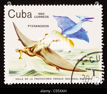 Timbre-poste représentant de Cuba pteranodons. Banque D'Images