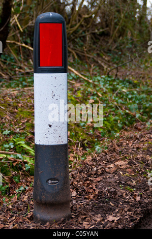 Bornes de la route pour indiquer près de bas-côté de la route en virage rural road Banque D'Images