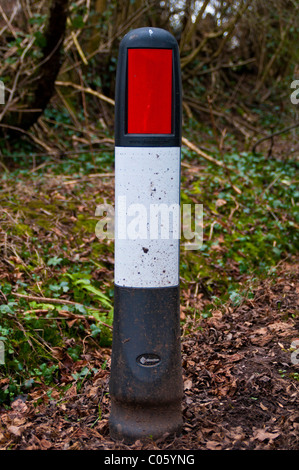 Bornes de la route pour indiquer près de bas-côté de la route en virage rural road Banque D'Images