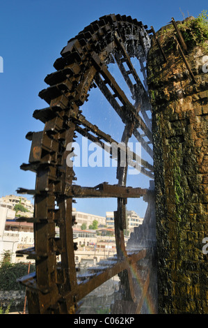 Noria noria sur l'Oronte à Hama, en Syrie, au Moyen-Orient, en Asie de l'Ouest Banque D'Images