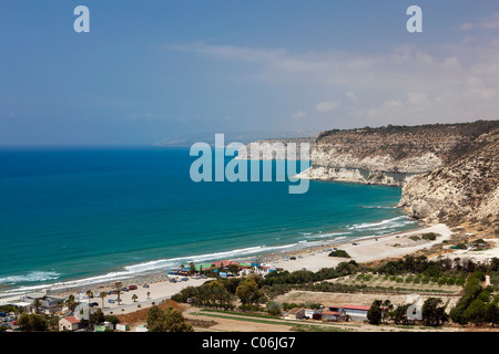 Ci-dessous la côte le site antique de Kourion, Kourion Beach, près de Episkopi, sud de Chypre, Côte Sud, Grec, Chypre, l'Europe du Sud Banque D'Images