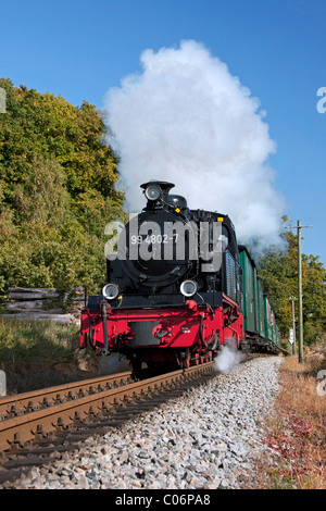 Le train à vapeur Rasender Roland / Rushing Roland, Ruegen island, Mecklembourg, occidentale, Allemagne Banque D'Images