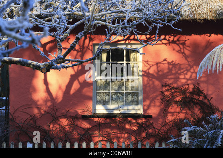 Une fenêtre à guillotine cottage traditionnel irlandais à Bunratty, Co Clare, Rep de l'Irlande Banque D'Images