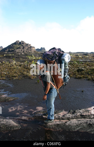 A porter sur le sommet (El Carro) du mont Roraima (Tepui) au Venezuela Banque D'Images