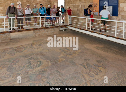 Mosaïque dans la maison d'Aion, colonie romaine, d'excavation, Paphos, dans le sud de Chypre, la partie grecque de l'île, le sud de l'Europe Banque D'Images