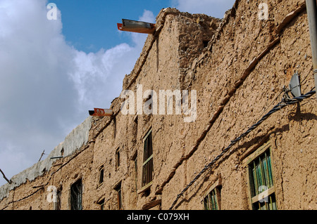 Mur de la maison à Al Hamra, Oman, Middle East Banque D'Images