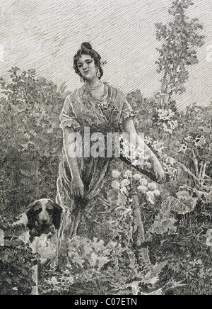 Valence jardinier. Gravure de Diéguez, 1867. Banque D'Images