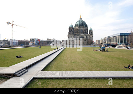 Place Schlossplatz, utilisation temporaire comme un parc, Cathédrale de Berlin dans le dos, Mitte, Berlin, Germany, Europe Banque D'Images