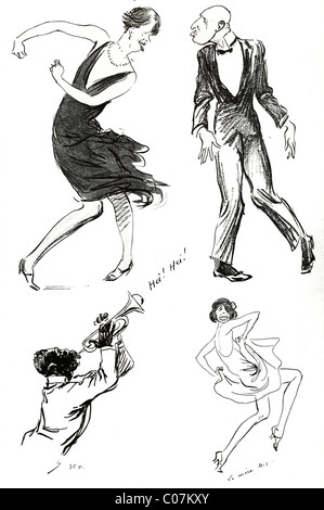 SEM - (Georges Darondeau) Illustrateur Français danseurs de Charleston 1920' Banque D'Images