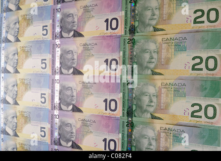 Divers billets en dollars canadiens Banque D'Images