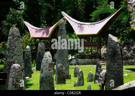 Complexe Mégalithique, Kalimbuang Bori, la culture Toraja de Sulawesi, Indonésie, Asie, Banque D'Images