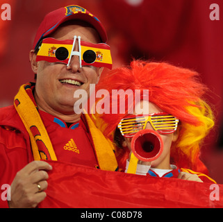 Espagne fans de montrer leur appui avant une Coupe du Monde FIFA 2010 Groupe H match entre l'Espagne et le Honduras le 21 juin 2010. Banque D'Images