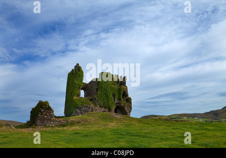 Les ruines de la 16e siècle château Ballycarbery, près de Cahirciveen, l'Anneau du Kerry, comté de Kerry, Irlande Banque D'Images