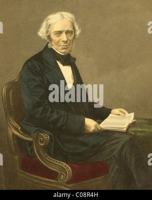 Michael Faraday (1791-1867) gravure sur des années 1800. Physicien et chimiste anglais. Banque D'Images