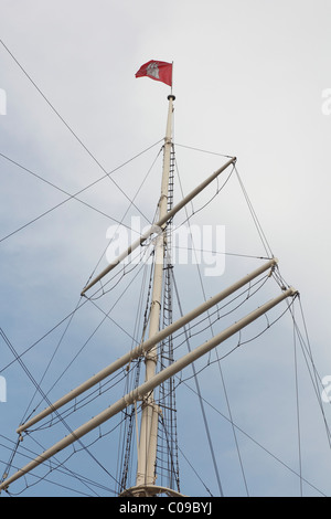 Mât du Rickmer Rickmers, bateau musée, Hambourg, Allemagne, Europe Banque D'Images