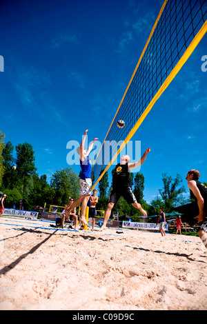 Beach-volley, le début de la série, les maîtres-Beach-Cup 2010 BVV, Grub am Forst, guanaco, Bavaria, Germany, Europe Banque D'Images