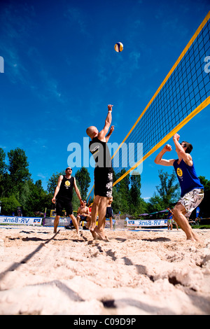 Beach-volley, le début de la série, les maîtres-Beach-Cup 2010 BVV, Grub am Forst, guanaco, Bavaria, Germany, Europe Banque D'Images