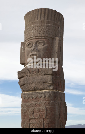 Détail d'un guerrier Atlante toltèque figure dans l'ancienne capitale toltèque de Tula dans le centre du Mexique. Banque D'Images
