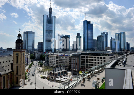 Église Katharinenkirche Hauptwache, maison de gardien, Skyline, Frankfurt am Main, Hesse, Germany, Europe Banque D'Images