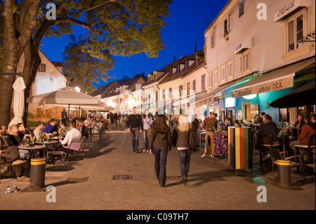 Tkalciceva, promenade et vie nocturne à Zagreb, Croatie, Europe Banque D'Images