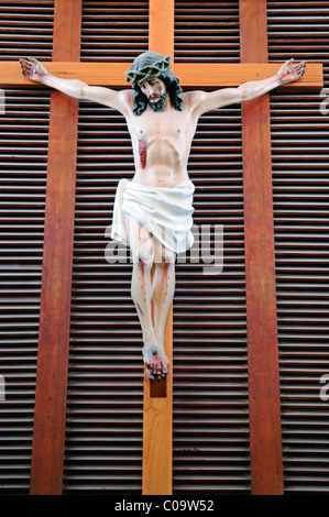 Crucifix, de l'église, abandonnée, salpêtre salpeter, ville fantôme, ville musée, UNESCO World Heritage Site, Humberstone, Iquique Banque D'Images