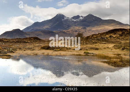 La Black Cuillin Hills de Sligachan Sligachan,, île de Skye, Hébrides intérieures, Ecosse, Royaume-Uni Banque D'Images