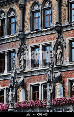 Façade avant, Neues Rathaus mairie, Munich, Bavaria, Germany, Europe Banque D'Images