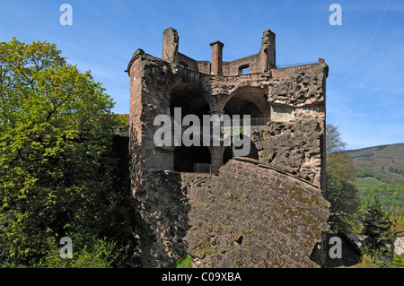 Blasted soi-disant Pharmacien Tower, salles de stockage Heidelberg Château, détruit en 1689, Schlosshof, Heidelberg Banque D'Images