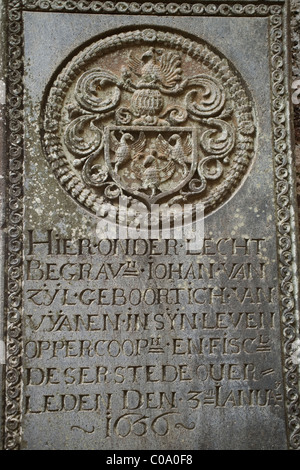 La Malaisie Malacca (Melaka) Église sanpablo, tombstone à partir de la chambre 1656 Banque D'Images