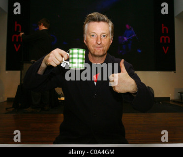 Billy Bragg effectue chez HMV sur Oxford Street London, England - 07.03.08 Banque D'Images