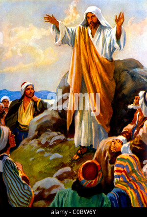 Le Sermon sur la montagne Bible Histoire Peinture de Henry Coller Banque D'Images