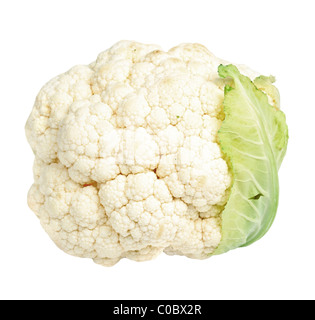 Chou-fleur crus frais isolé sur fond blanc Banque D'Images
