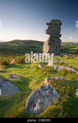 Le nez du Bowerman, Dartmoor, lumière du soir en été. Banque D'Images