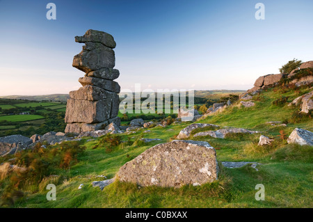 Le nez du Bowerman, Dartmoor, lumière du soir en été. Banque D'Images