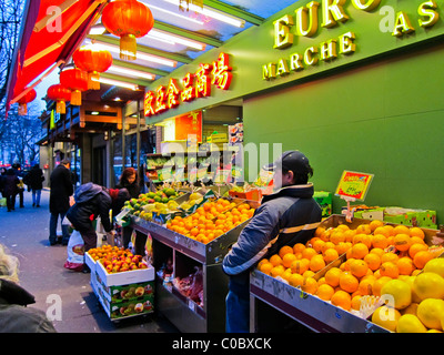 Paris, France, Asians Shopping, magasin d'alimentation chinois, Chinatown, stands, panneau 'Europasie', extérieur, france supermarché extérieur Banque D'Images