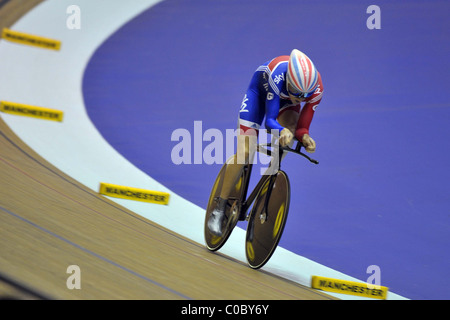 Geraint Thomas (Grande-Bretagne). Mens Poursuite individuelle. Coupe du Monde UCI. Vélodrome de Manchester Banque D'Images