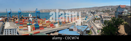 Vue panoramique sur Valparaiso, Chili, UNESCO World Heritage. Banque D'Images