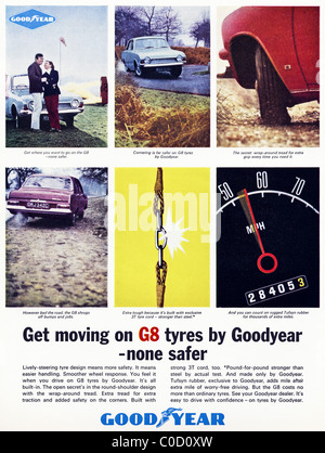 Publicité pleine page dans le magazine 10 août 1966 pour GOODYEAR Pneus G8 Banque D'Images