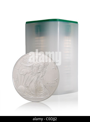 20 coins tube et une seule liberté de marche 2011 silver eagle US coins Banque D'Images