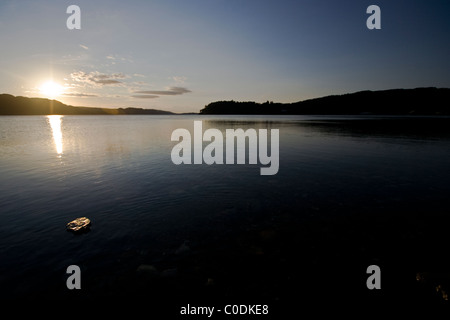 Coucher de soleil sur le Loch Ewe de Poolewe Banque D'Images