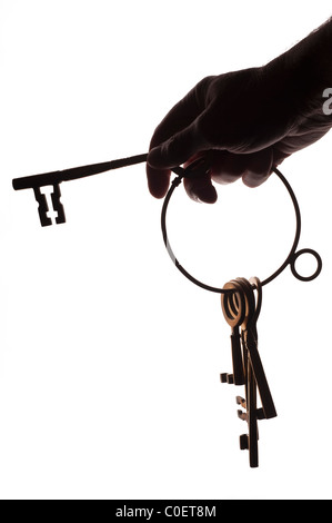 Main tenant une série de larges touches sur un fond blanc Banque D'Images