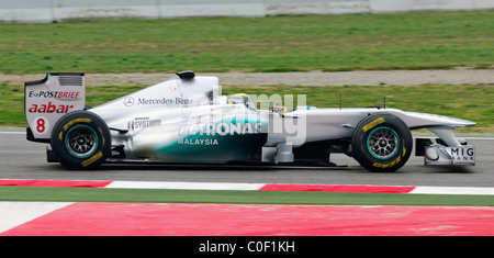 Pilote de Formule 1 allemand Nico Rosberg dans la Mercedes GP W02 race car dans Fbruary 2011 Banque D'Images