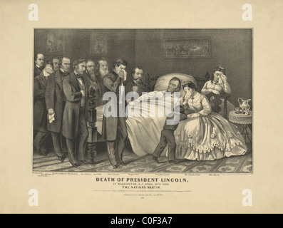 Décès du président Abraham Lincoln : à Washington, DC. Avril 15th, 1865. Le martyr de la nation. Le président Lincoln sur son lit de mort Banque D'Images