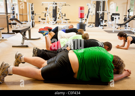 Reedley hallows, California, United States. Les adolescents obèses une tentative Banque D'Images