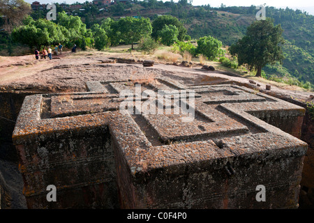 Le haut de la rock-taillées Bet Giyorgis (St George's Church) à Lalibela Banque D'Images