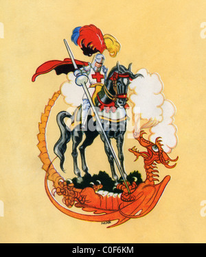 Saint Georges et le Dragon, de la Golden Wonder Livre publié en 1934. Banque D'Images