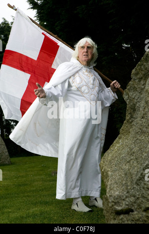 Cornish Druid Ed Prynn 'prier' pour l'Angleterre football succès à son domicile de St Merryn, Cornwall. Banque D'Images