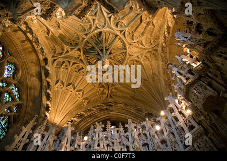 Ventilateur de plafond en voûte évêque Alcock la Chapelle Cathédrale d'Ely Banque D'Images