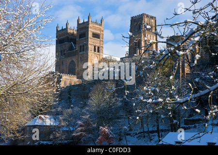 Cathédrale de Durham et l'usure de la rivière Tyne et Wear Angleterre en hiver Banque D'Images